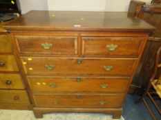A 19TH CENTURY OAK CROSS BANDED FIVE DRAWER CHEST - W 97 cm