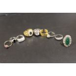 A SELECTION OF TEN ASSORTED SILVER AND OTHER RINGS