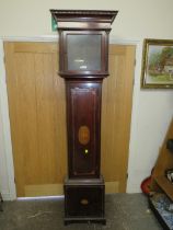 AN EDWARDIAN MAHOGANY INLAID CLOCK CASE A/F