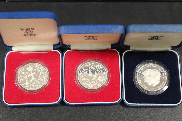 THREE SILVER PROOF CROWNS