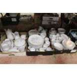 THREE TRAYS OF DENBY ENCORE PATTERN TEA AND DINNERWARE