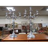 A PAIR OF MODERN METAL CANDELABRA - H 62 cm