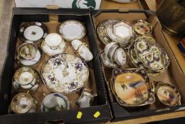A COLLECTION OF NORITAKE CERAMICS CONTAINED IN TWO TRAYS, to include a cake plate, five assorted