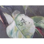 L.A. (XIX-XX). Still life study of flowers in a vase, signed with monogram on leaf lower middle, oil