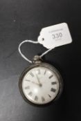 A HALLMARKED SILVER PAIR CASED POCKET WATCH SIGNED J BRIGGS SPALDING 106216 TO THE CASING - A/F