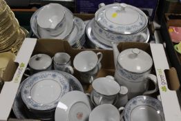 TWO SMALL TRAYS OF NORITAKE BLUE HILL TEA AND DINNER WARE