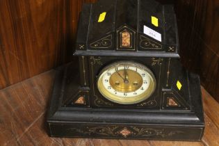 A SLATE MANTLE CLOCK