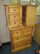A COLONIAL STYLE FOUR DRAWER CHEST WITH A PAIR OF BEDSIDE CHESTS (3)