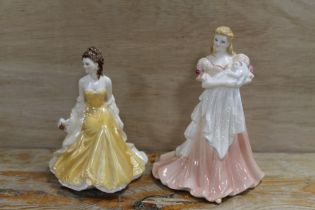 A ROYAL WORCESTER FIGURINE 'MOTHER AND CHILD' TOGETHER WITH GOLDEN WEDDING ANNIVERSARY (2)