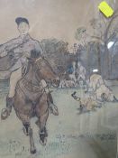 THREE FRAMED AND GLAZED COMICAL WATERCOLOURS BY PERCY DETHERIDGE PAINTED PRIOR TO WWI - PERCY KILLED