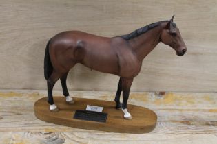 A LARGE MATT FINISH BESWICK MODEL OF A HORSE ON PLINTH 'NIJINSKY' - FIRST QUALITY
