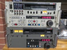 A SONY STUDIO VIDEO CASSETTE RECORDER BWV-70P EDITING SYSTEM TOGETHER WITH A SONY STUDIO VIDEO
