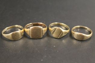 FOUR HALLMARKED 9CT GOLD DRESS RINGS, APPROX COMBINED WEIGHT 11.1 G