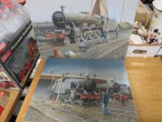 TWO UNFRAMED OIL ON BOARD OF STEAM ENGINES BY R SIMM