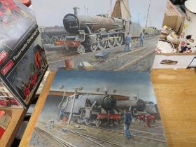 TWO UNFRAMED OIL ON BOARD OF STEAM ENGINES BY R SIMM