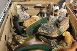 A TRAY OF BORDER FINE ARTS FIGURES OF DOGS AND FOXES TO INCLUDE FELL HOUND AND TERRIERS -BO885