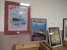 A PAIR OF REPRODUCTION SAILING POSTERS PLUS AN L.M.S. POSTER (3)