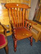 A TRADITIONAL ELM KITCHEN ARMCHAIR