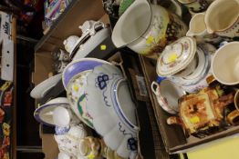 THREE TRAYS OF ASSORTED CERAMICS TO INCLUDE DOULTON, ROYAL WORCESTER ETC