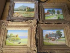 A COLLECTION OF GILT FRAMED OILS ON BOARD BY R SIMM