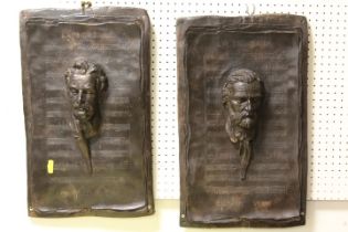 TWO BRONZE EFFECT CLASSICAL MUSIC PLAQUES FEATURING PUCCINI AND VERDI