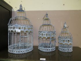 THREE MODERN GRADUATED BIRD CAGES - LARGEST H 48 cm