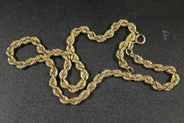 A HALLMARKED 9 CARAT GOLD ROPE TWIST NECKLACE, APPROX WEIGHT 11.3G