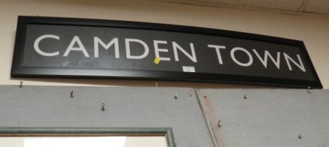 A FRAMED AND GLAZED BUS BLIND FOR CAMDEN TOWN