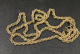 A HALLMARKED 9 CARAT GOLD ROPE TWIST NECKLACE, APPROX WEIGHT 4.9G