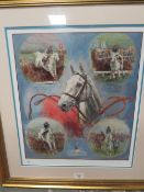 A FRAMED AND GLAZED SIGNED PRINT BY CLAIRE EVA BURTON OF DESERT ORCHID