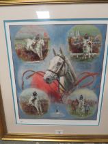 A FRAMED AND GLAZED SIGNED PRINT BY CLAIRE EVA BURTON OF DESERT ORCHID