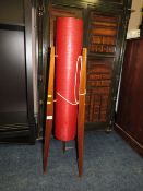 A RETRO RED TEAK ROCKET LAMP - H 106 cm