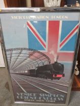 A CHROME EFFECT FRAMED AND GLAZED VENICE SIMPLON ORIENT EXPRESS POSTER