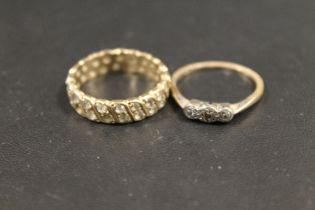 A HALLMARKED 9CT GOLD ETERNITY RING TOGETHER WITH A HALLMARKED 9CT GOLD DRESS RING, APPROX