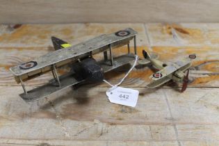 TWO VINTAGE SCRATCH BUILT WWI TYPE MODEL BI-PLANES