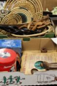 COLLECTION OF 78 RECORDS, VINTAGE COW & GATE TIN, BOXED SILVER PLATED CONDIMENT SET, WOODEN TREEN