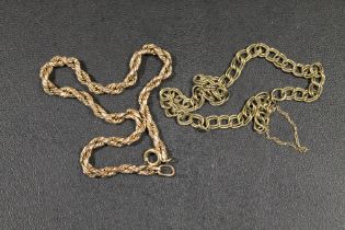 TWO HALLMARKED 9 CARAT GOLD CHAINS, APPROX COMBINED WEIGHT 6.2G