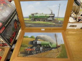 TWO FRAMED OIL ON BOARD OF STEAM ENGINES SIGNED LOWER RIGHT R SIMM