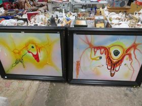 A PAIR OF LARGE FRAMED MIXED MEDIA ON CANVAS ENTITLED INTERPRETATION OF CONSERVATORY FOR IDEAS