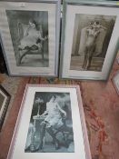 SET OF SIX FRAMED REPRODUCTION POSTCARD BEAUTIES