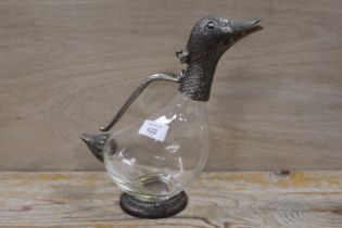 A VINTAGE DECANTER IN THE FORM OF A DUCK