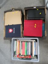 FOUR TRAYS OF STAMP ALBUMS / COLLECTION