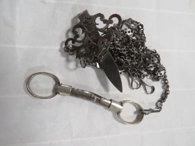 AN ANTIQUE STEEL CUT CHATELAINE