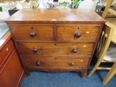 A SMALL VICTORIAN MAHOGANY FOUR DRAWER CHEST - W 93 cm
