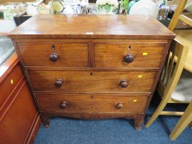 A SMALL VICTORIAN MAHOGANY FOUR DRAWER CHEST - W 93 cm