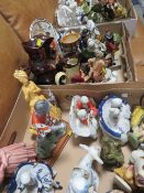 THREE TRAYS OF ASSORTED CERAMICS FIGURINES TO INCLUDE FLATBACK STYLE EXAMPLES