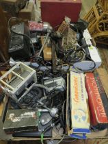 TWO TRAYS OF MIXED COLLECTABLES TO INCLUDE HEADPHONES, HAND HELD MICROPHONES, TONE ARMS, MANTLE