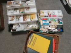 TWO BOXES AND A TRAY OF ASSORTED NEEDLEWORK ITEMS