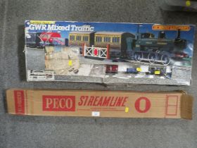 A HORNBY GWR MIXED TRAFFIC TRAIN SET (UNCHECKED) TOGETHER WITH A BOX OF MODERN RAILWAY TRACK