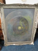 A FRAMED MIXED MEDIA ON CANVAS SIGNED LOWER RIGHT ERIC CHARLES JONES ENTITLED VORTEX VISION A/F